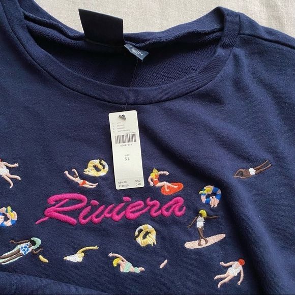 MAEVE Beach Embroidered Sweatshirt Tee - Picture 3 of 3